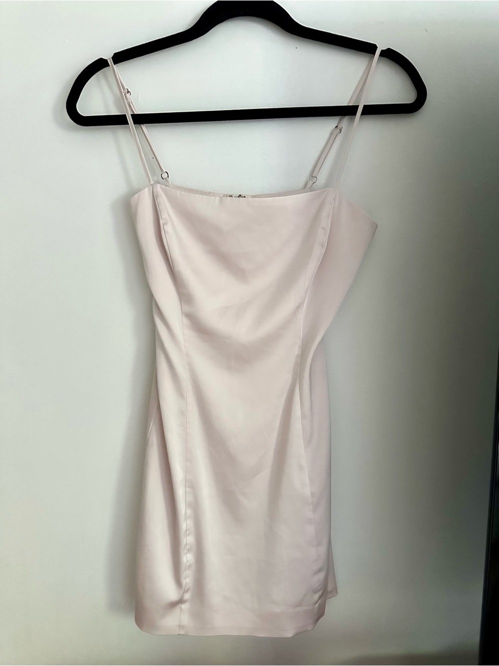 Aritzia Blush Pink Satin Square-Neck Mini Dress - Picture 2 of 4